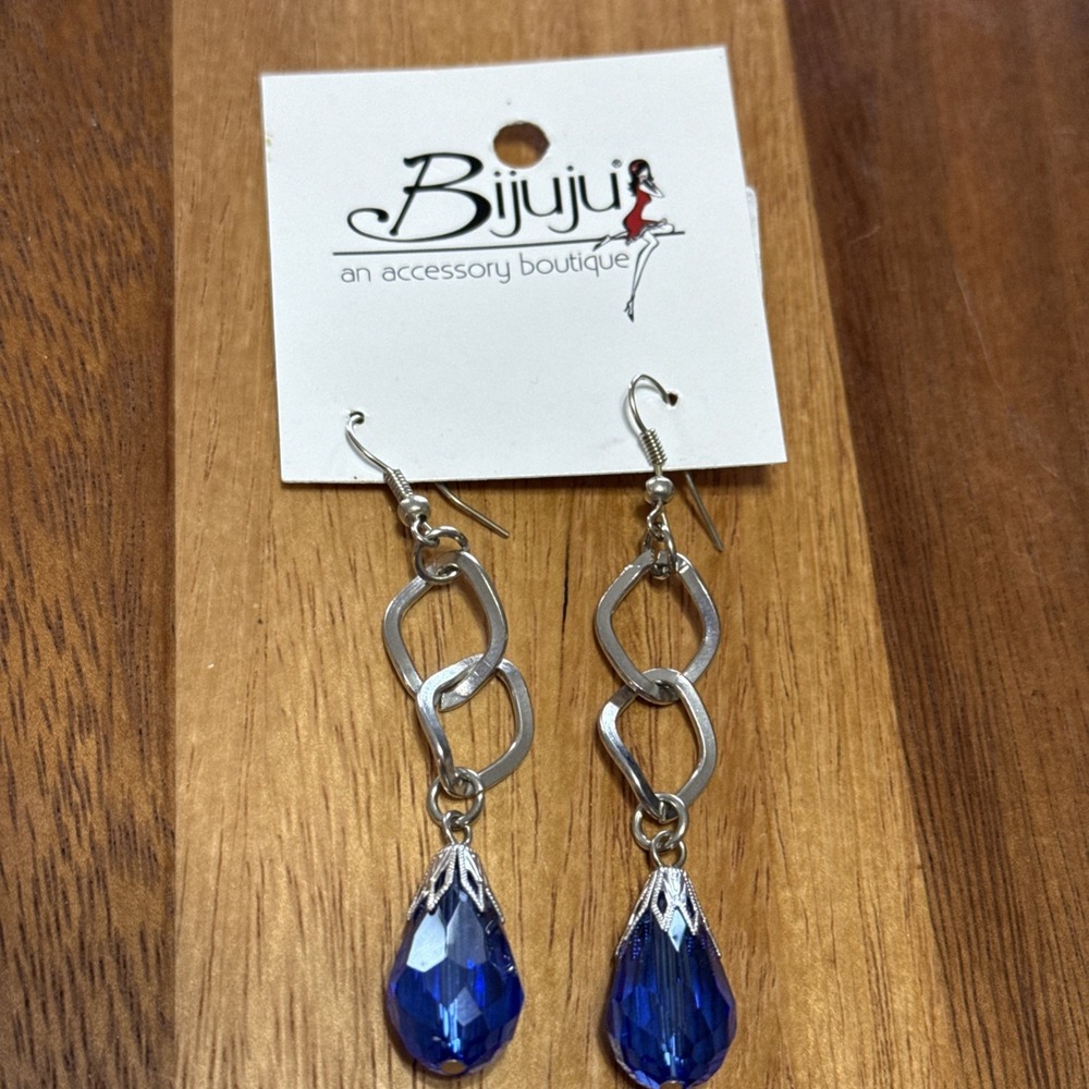 Bijuju Artisan‎ Boho Blue Earring W Silver Colored Nwt